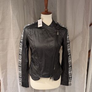 NWT Haute Hippie Beaded Leather Jacket
